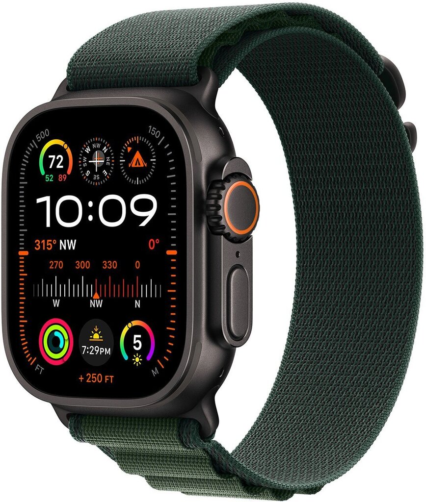 Смарт-часы Apple Watch Ultra 2 GPS + Cellular 49mm Black Titan Case with Dark Green Alpine Loop - S (MX4Q3UL/A)
